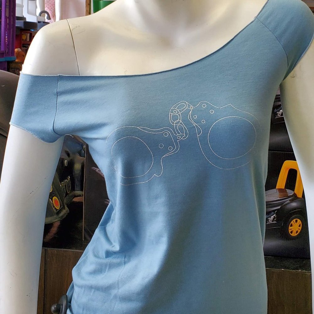 Handcuff Print Off the Shoulder Tee